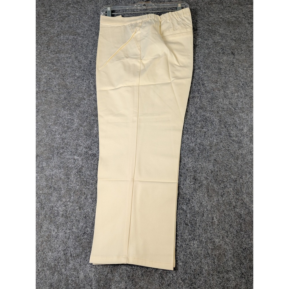 Isaac Mizrahi Live! Womens 16P Cream Yellow Elastic Waist Straight Leg Pants